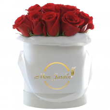 Cutie Deluxe alba M cu 21 trandafiri rosii 